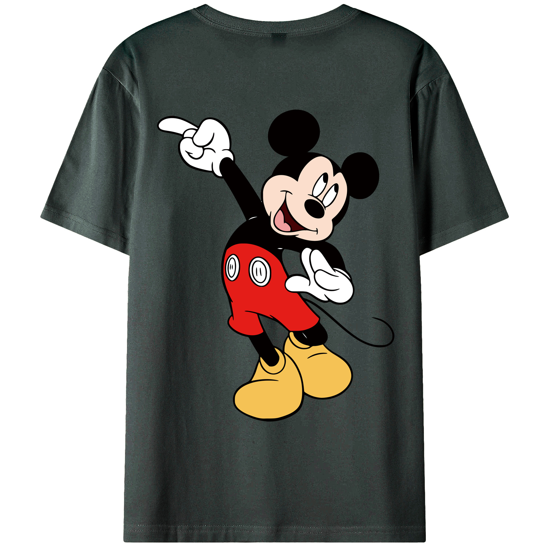 ミッキーマウス Mickey Mouse 綿100％ メンズ半袖Tシャツ（バックプリント） 通気性